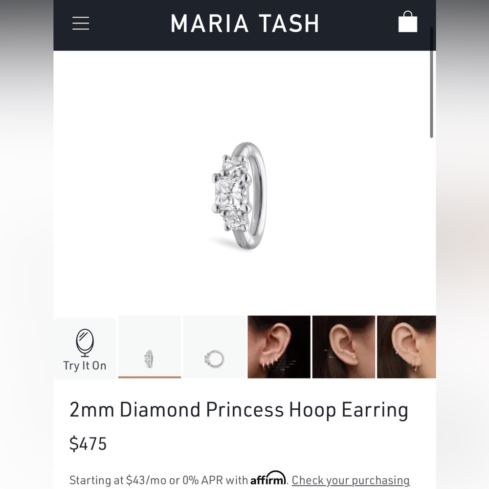 Maria Tash White Gold Princess Clicker 5mm